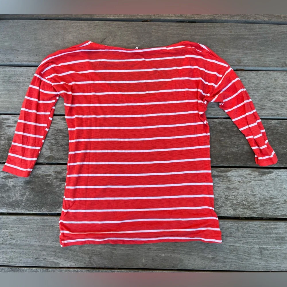 Splendid 3/4 length sleeve Top Red and White Stripe XS - Picture 2 of 5